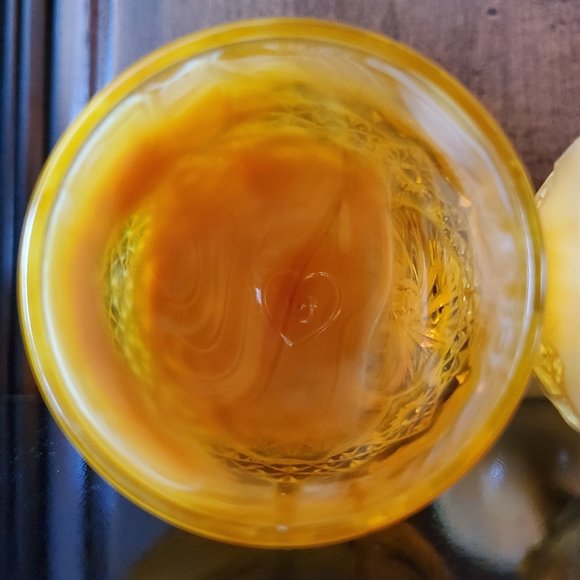 (4) Vntg "Buzz Saw" Glowing Orange Selenium Goblets by both Degenhart & Boyd - Picture 10 of 16